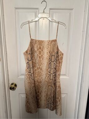 NDI Beige Snake-Print Mini Slip Dress